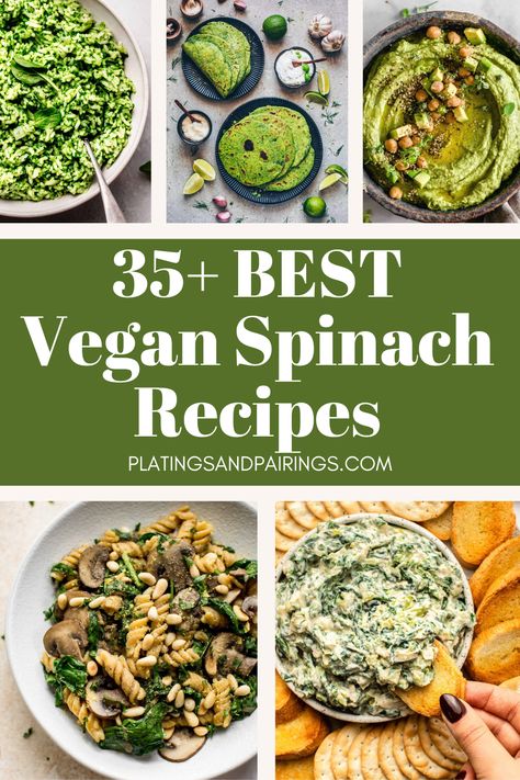 Enjoy browsing this collection of 35+ Vegan Spinach Recipes, where spinach takes center stage in these delicious plant based dishes. Known for its nutrient density and fresh flavor, spinach enhances the nutritional quality of every dish it's added in. Vegan Spinach Muffins, Vegan Spinach Recipes, Vegan Spinach Salad, Green Rice Recipe, Spinach Recipes Vegan, Vegan Pesto Recipe, Chickpea And Spinach Curry, Vegan Spinach, Mexican Side Dishes