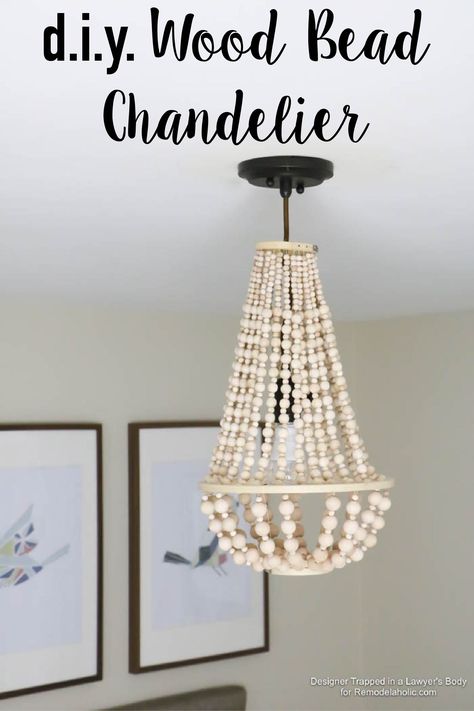 WOW! Come learn how to make your own wood bead chandelier with this awesome tutorial by Designer Trapped in a Lawyer's Body for Remodelaholic.com! #lighting #woodbeads #decorating Bead Chandelier, Wood Beads Diy, Wood Bead Chandelier, Diy Lampe, Diy Chandelier, Diy Holz, Beaded Chandelier, Outdoor Light Fixtures, Diy Slime