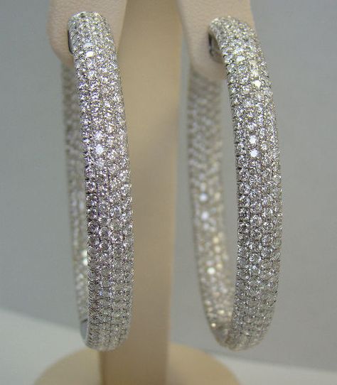 big diamond hoop earrings | Large Diamond Hoop Earrings w/ Unique Diamond Display image 2 Diamond Hoop Earrings Large, Earrings With Price, Diamond Hoops Earrings, Diamond Display, Minimalistic Jewellery, Hoop Earrings Large, Silver Diamond Earrings, Diamond Huggies, Navel Jewelry