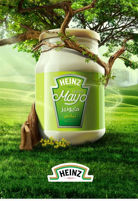 Heinz Veggie Mayo on Behance Heinz Mayonnaise, Creative Advertising Design, 광고 디자인, Publicidad Creativa, Graphic Design Ads, Food Graphic Design, Food Poster Design, 3d Video, Montage Photo