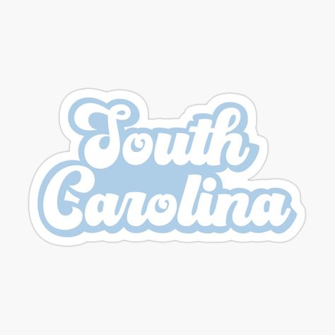 Sticker Retro, Blue Text, Text Logo, Logo Sticker, Pastel Green, Pastel Blue, Sport Team Logos, South Carolina, Awesome Products