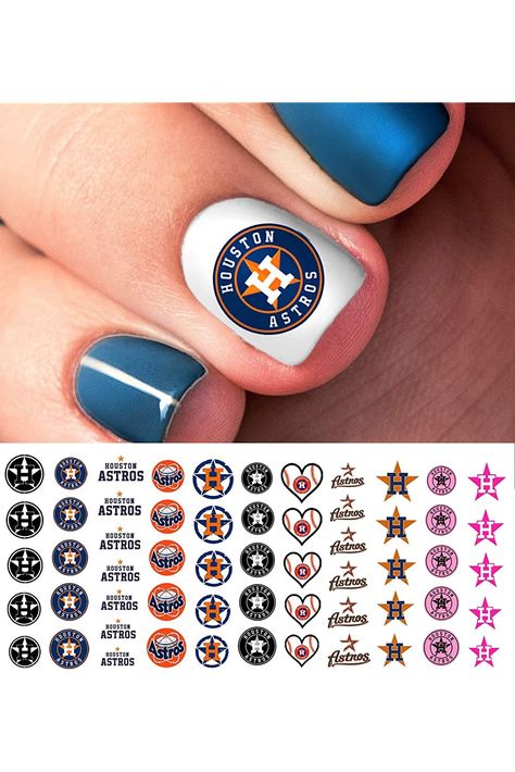 Houstons Baseball Waterslide Nail Art Decals - Salon Quality Astros Nails, Western Nail Art, Baseball Nails, Light Colored Nails, Western Nails, Houston Astros Baseball, Astros Baseball, Nail Art Decals, Nail Supplies