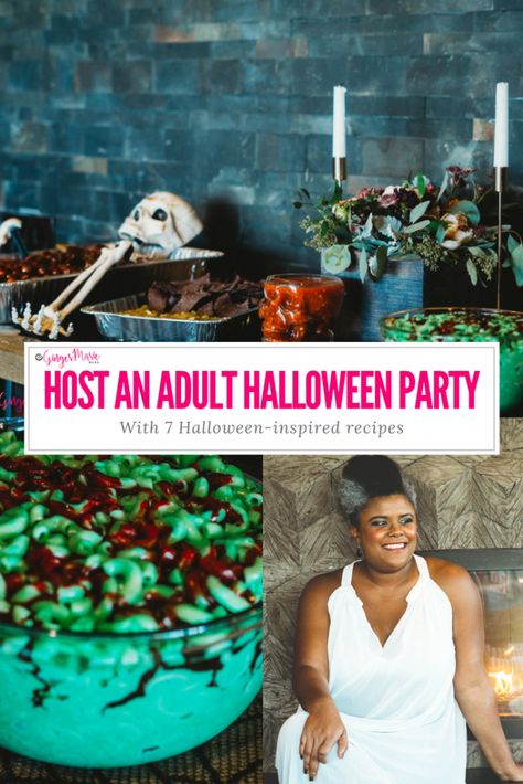 How To Host An Adult Halloween Party - Ginger Marie | Dallas Food Fitness + Travel Blog Adult Halloween Party Food, Halloween Drinking Games, Adult Halloween Party Games, Halloween Party Menu, Adult Halloween Party Decorations, Party Food For Adults, Outdoor Halloween Parties, Halloween Party Drinks, Dallas Food