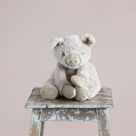 Your little one will love this plush pig. It's so soft & cozy to cuddle up with. Available in store or message us about shipping Farmhouse Baby for you! Sustainable Gift Wrap, Cozy Candles, Play Shop, Creative Co Op, Notebook Gifts, Sustainable Gifts, Petunias, Party Card, Baby Birthday