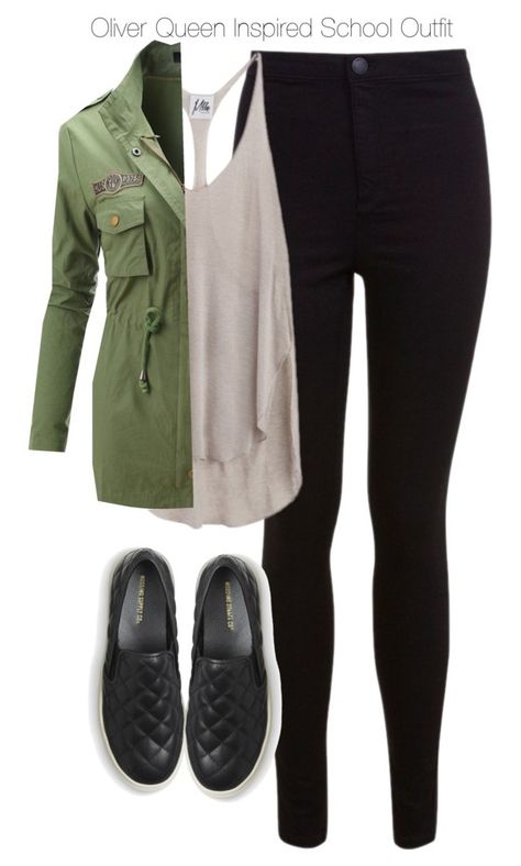 "Arrow - Oliver Queen Inspired School Outfit" by staystronng ❤ liked on Polyvore featuring Miss Selfridge, Mlle Mademoiselle, Mossimo, Winter, school, Arrow and OliverQueen Off The Shoulder Top Outfit, Sabrina Carpenter Outfits, Nerdy Outfits, Arrow Oliver, Movie Inspired Outfits, Character Inspired Outfits, Tv Show Outfits, Fandom Outfits, Outfits Polyvore