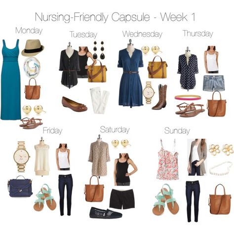 "Nursing-Friendly Capsule Wardrobe - Week 1" by pearlsandcupcakes on Polyvore Breastfeeding Outfits, Nursing Outfits, Nursing Style, Nursing Outfit, Nursing Friendly Outfits, Friendly Outfits, Postpartum Fashion, Breastfeeding Fashion, Designer Caps