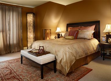 Benjamin Moore's wall paint comes in a variety of interior colors to produce a luxurious, tranquil look to any room. Neutral Bedroom Paint, Warm Bedroom, Neutral Bedrooms, Brown Bedroom, Gold Bedroom, Bedroom Walls, Brown Paint, Brown Walls, Bedroom Retreat