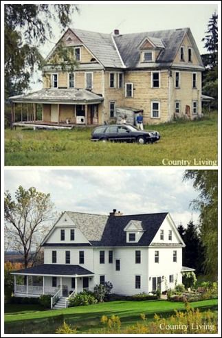 Before and After decorating pictures Farmhouse Remodel Before And After, Renovation Exterior, Home Remodel Before And After, House Before And After, Farmhouse Renovation, Home Exterior Makeover, Living Vintage, Exterior Renovation, Farmhouse Remodel