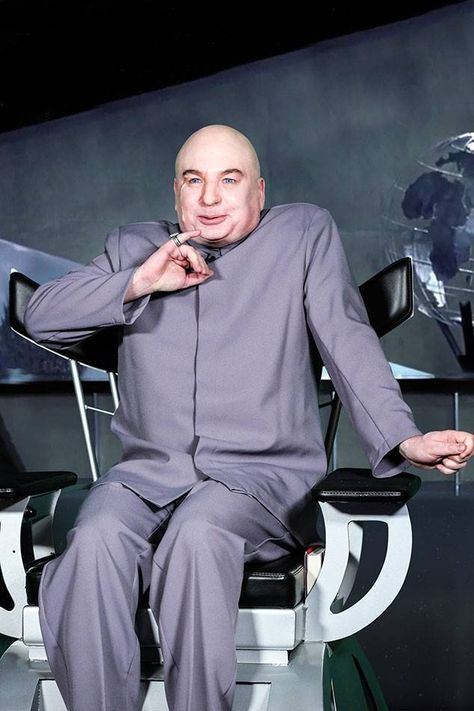 Dr Evil Costume, Mike Myers Austin Powers, Austin Powers Dr Evil, Austin Powers Goldmember, International Man Of Mystery, Dr Evil, Evil Doctor, Mike Myers, Bald Cap