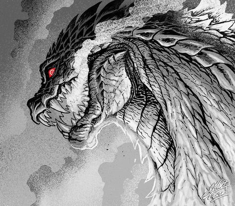 Matt Frank’s Instagram post: “I couldn't resist 🖤 the new Anime Godzilla looks pretty dope! And his nickname is GYURAGOJI! #ゴジラ #GodzillaSingularPoint #ゴジラSP…” Godzilla Ultima, Godzilla Tattoo, Kaiju Design, Godzilla Comics, Godzilla Wallpaper, All Godzilla Monsters, Kaiju Art, Giant Monsters, Kaiju Monsters