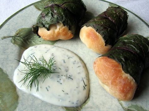 Beet Buns Recipe, Creamy Dill Sauce For Beetniks, Beet Rolls With Dill Sauce, Beetnicks Recipe, Beet Buns, Beet Leaf Buns, Beet Leaf Rolls, Sofa Bread, Beet Rolls