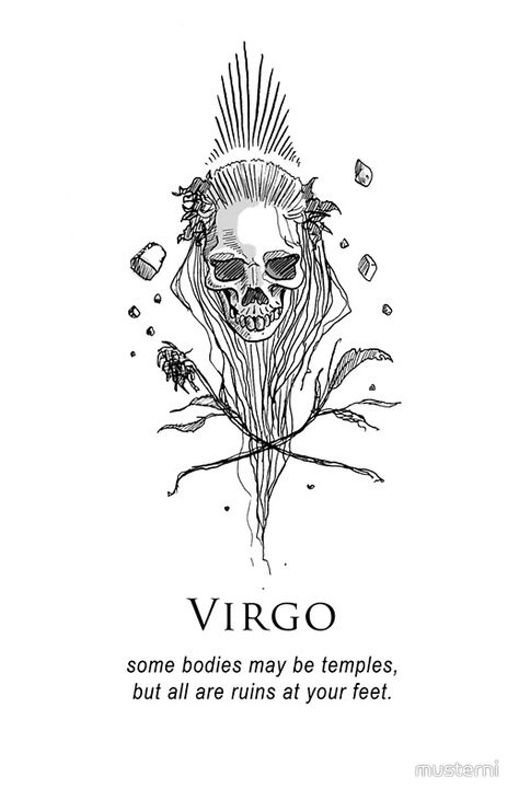 Available as Stickers, Posters, Tote Bags, Prints, and Cards Virgo Moon Tattoo, Virgo Aesthetic, Virgo Tattoo Designs, Virgo Constellation Tattoo, Virgo Art, Virgo Constellation, Virgo Tattoo, Astrology Virgo, Portfolio Book