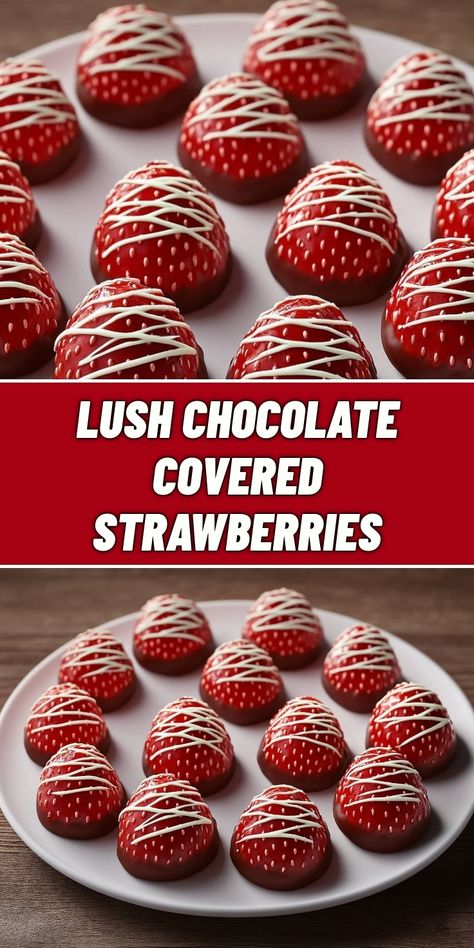 Indulge in these delightful Lush Chocolate Covered Strawberries! Fresh strawberries are expertly dipped in rich chocolate and topped with a delicate white chocolate drizzle. Perfect for special occasions or a sweet treat at home, these strawberries are sure to impress. Follow my simple recipe to create these mouthwatering delights that look as amazing as they taste! Chocolate Covered Strawberries Recipe, Homemade Banana Pudding Recipe, White Chocolate Drizzle, Chocolate Covered Strawberry Recipe, Homemade Banana Pudding, Strawberry Chocolate, Types Of Chocolate, Chocolate Fruit, Soup Recipes Chicken Noodle