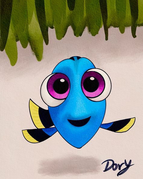 Dory disney finding dory buscando a nemo art procreate Nemo And Dory Painting, Dory Drawing Easy, Finding Nemo Drawings, Nemo Drawings, Nemo Painting, Nemo Drawing, Dory Drawing, Finding Nemo Characters, Nemo Disney