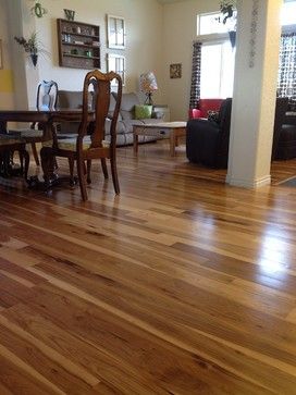 Hickory Flooring - traditional - family room - denver - Magnus Anderson Hardwood Floors Hickory Floors, Red Oak Hardwood Floors, Red Oak Floors, Red Oak Hardwood, Hickory Hardwood Floors, Traditional Family Room, Hickory Flooring, Prefinished Hardwood, Small Space Decorating