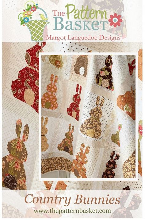 Bunny Quilt Patterns, Duck Quilt, Bunny Quilt, Fat Quarter Quilt, Flower Quilt, Doll Quilt, Basket Design, Fabric Bundle, Quilt Sizes