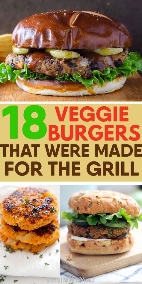 Grillable VEGETARIAN BURGER recipes made from healthy ingredients like black bean, chickpea, portobello mushrooms, quinoa, sweet potato, tofu, zucchini, lentil and more to make them low-carb. These kitchen-tested patties were made for the grill. Delicious toppings and sauces to complement the flavors. Some vegan sandwiches too #vegetarianrecipes #vegetarians #burgers #grilling Grilled Veggie Burger, Meatless Burgers Recipes, Low Carb Veggie Burger, Veggie Patty Recipe, Vegan Quinoa Burgers, Veggie Burger Toppings, Vegetarian Burger Patties, Zucchini Lentil, Chickpea Burger Recipe