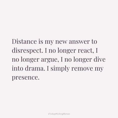 Distance is my newfound sanctuary. In a world where respect is non-negotiable, I've chosen to elevate my peace over petty conflict. No longer do I engage in the chaos; instead, I gracefully step back and let my absence speak volumes. Sometimes, the strongest response is silence.

#selflove #motivation #mindset #confidence #successful #womenempowerment #womensupportingwomen Peace Over Everything Quotes, Keeping My Peace Quotes, Your Absence Quotes, Protecting My Peace Quotes, My Peace Quotes, Protecting My Peace, Silence Speaks Volumes, My Silence, Selflove Motivation