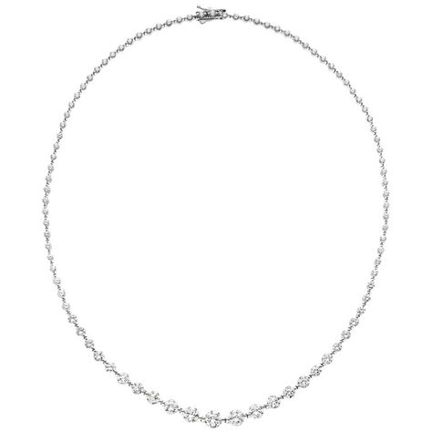 Emilio Jewelry Signature 10.35 Carat Graduating Diamond Riviera Necklace Emilio Jewelry, Riviera Necklace, Delicate Diamond Necklace, Riviere Necklace, White Diamond Necklace, White Smile, Fringe Necklace, Necklace Craft, Radiant Diamond