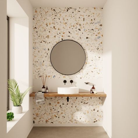 Bathrooms Styles, Terrazzo Bathroom Wall, Terrazzo Bathroom Design, Brown Terrazzo, Vibe Bathroom, Terazzo Floor, Wc Ideas, Terrazzo Bathroom, Small Toilet Room