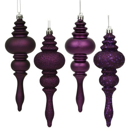 Vickerman Christmas Tree, Plum Christmas, Purple Christmas Ornaments, Plastic Christmas Tree, Shatterproof Ornaments, Purple Christmas, Silver Ornaments, Christmas Store, Christmas Ornament Sets