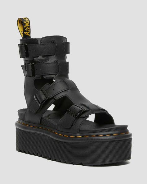 Platform Birkenstocks, Doc Martens Aesthetic, Platform Gladiator Sandals, Edgy Boots, Boots For Fall, Womens Gladiator Sandals, Shoes Ideas, Soft Slippers, Girly Shoes