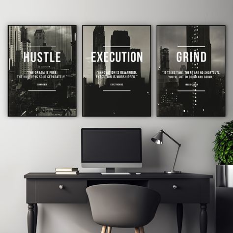 Faster shipping. Better service Jim Office, Grind Motivation, Masculine Office, Office Canvas, Living Room Themes, Wall Art Motivational, Art For Living Room, Boy Bedroom, Home Decor Paintings