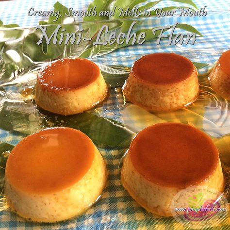 Mini-Leche Flan Recipe | Filipino Dessert Recipes by PingDesserts.com Individual Flan Cups, Mini Flans Desserts, Mini Flan Cups, Mini Flan Recipe, Filipino Leche Flan, Flan Cheesecake, Leche Flan Recipe, Mini Flan, Caramel Custard Recipe