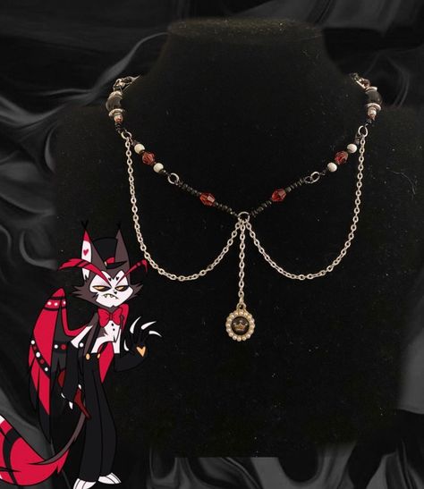 ✨🩸Husk inspired necklace♠️♦️ #husk #hazbin #hazbinhotelart #hazbinhotel #handmade #necklace Vox And Alastor, Alastor Hazbin Hotel, Inspired Necklace, Hazbin Hotel, Handmade Necklace, Choker Necklace, Necklaces, Hotel, Gifts