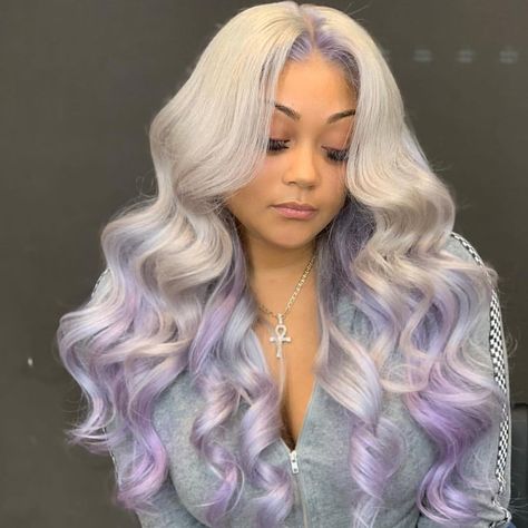 Blonde And Lavender Hair, Blonde Bob Wig, Lavender Hair, Flat Twist, Hair Laid, Hairstyles Ideas, Wigs For Black Women, Full Lace Wig, Grey Hair