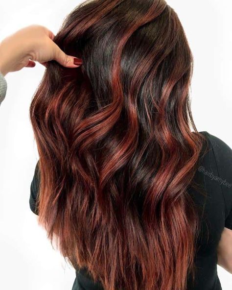 Red Highlights On Brown Hair, Red Highlights In Brown Hair, Deep Brown Hair, Highlights On Brown Hair, Highlights For Dark Brown Hair, Red Brown Hair, Dark Hair With Highlights, Red Highlights, Highlights Brown Hair