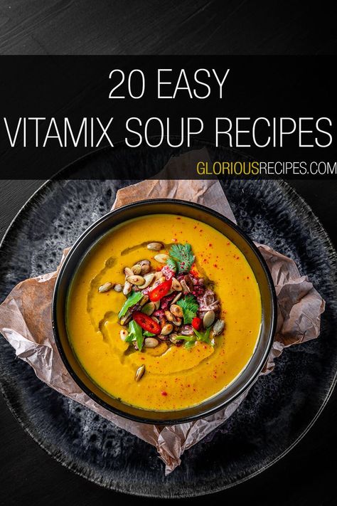 Vitamix Soup Recipes Demos Soup Recipe, Vitamix Tomato Soup, Blender Soup Recipes, Classic Potato Soup, Hot Soup Recipes, Spring Onion Soup, Vitamix Soup Recipes, Roasted Pepper Soup, Vitamix Soup