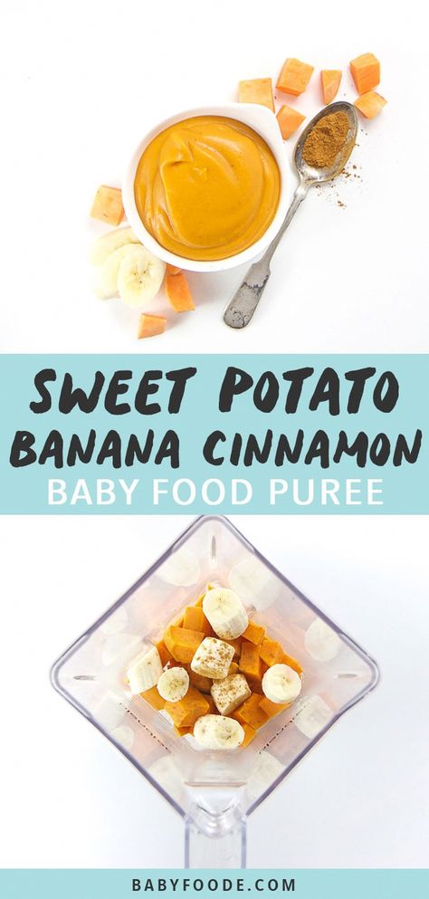 #HealthyFoodForHealth Sweet Potatoes For Baby, Sweet Potato Banana, Stage 2 Baby Food, Sweet Potato Baby Food, Easy Homemade Baby Food, Baby Food Puree, Banana Baby Food, Diy Baby Food, Easy Baby Food Recipes