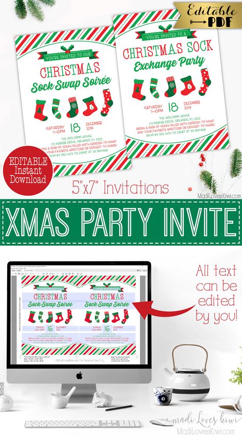 Christmas Stocking Exchange, Christmas Sock Exchange Party, Christmas Sock Exchange, Sock Exchange Party, Swap Party Invitation, Christmas Socks Exchange, Sock Party, Boujee Christmas, Socks Exchange