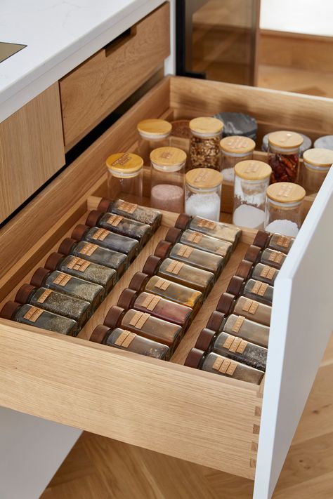 Spice up your kitchen organisation game! 🌶️ Behold these well-organised bespoke spice drawers - a symphony of flavours neatly tucked away. Elevate your culinary space with meticulous detailing and a dash of personalised charm! #kitchengoals #scandikitchen #homeinspo https://www.solakitchens.com/drawers-and-inserts/ Deep Drawer Spice Organization, Seasoning Drawer, Drawer Spice Organizer, Spice Drawer Organizer, Spice Drawers, Spice Tray, Spice Organization Drawer, Scandi Kitchen, Kitchen Drawing