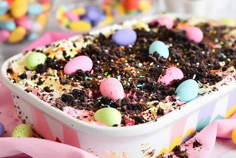 Discover the joy of making Easter Dirt Cake, a no-bake dessert that's perfect for the spring season. Easy, fun, and absolutely delicious! Easter Dirt Cake Casserole, Easter Dirt Cake Recipe, Dirt Cake Recipe, Easter Dirt Cake, Crescent Roll Recipes Dinner, Dirt Cake Recipes, Farmers Market Ideas, Dipped Pretzels, Pudding Flavors