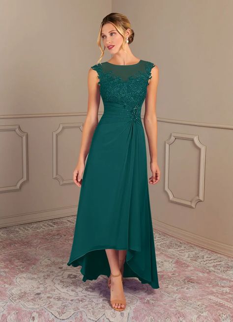 Peacock Azazie Endora Mother of the Bride Dress Mother of the Bride Dresses | Azazie Dress Mother Of The Bride, Chiffon Lace Dress, Formal Wedding Guests, Mother Of Groom Dresses, Groom Dresses, Bride Groom Dress, Mob Dresses, Lace Chiffon, Dress Dusty