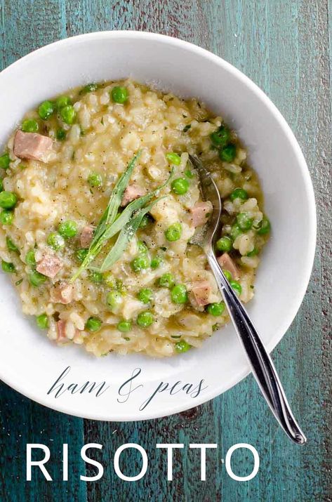 Ham Risotto, Pea Risotto, Italian Recipes Easy, Fingerling Potatoes, Risotto Recipes, Ham Recipes, Sushi Rice, Spring Recipes, Dinner Tonight