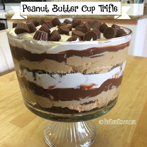 Brownies Caramel, Peanut Butter Cup Brownies, Brownie Trifle, Brownie Cups, Pudding Dessert, Trifle Desserts, Trifle Recipe, Peanut Butter Cup, Pudding Desserts