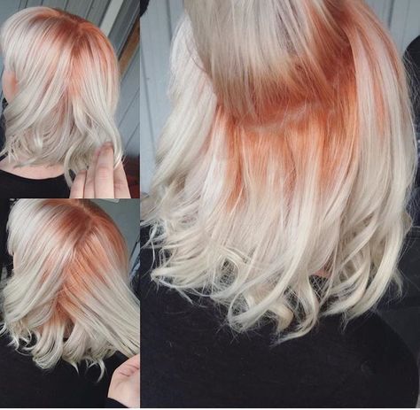 Orange shadow root!  Hair done by Miranda Mason Blond Hair Red Roots, Orange Roots Blonde Hair, Ghost Roots Hair, Shadow Root Hair, Colored Roots, Shadow Roots Hair, Shadow Root Blonde, Orange Shadow, Shadow Roots