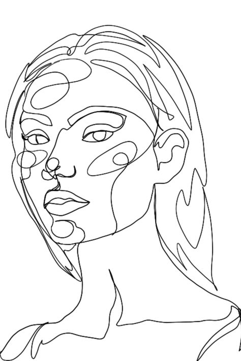 Line Art Drawings Face, Drawing Of A Girl, Line Artwork, Abstract Face Art, One Line Drawing, Abstract Face, Outline Art, Abstract Line Art, Abstract Drawings