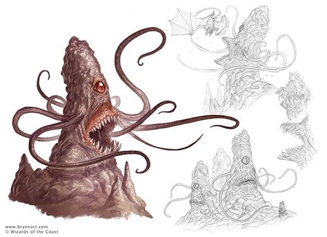 Brynn Metheney Rpg Creatures, Rpg Monsters, Dnd Creatures, Monster Manual, Pencil Watercolor, Lovecraftian Horror, Creepy Monster, Rpg Characters, Dnd Monsters