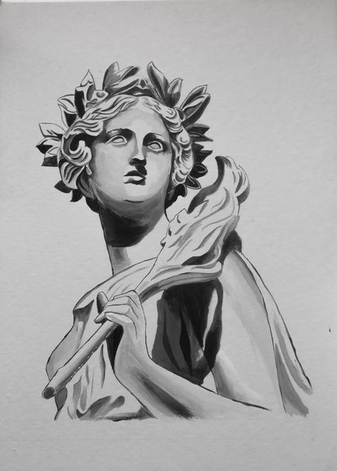 Monochromatic techniques Statue Painting Acrylic, Greek Statue Painting, Ancient Greek Statues, Statue Painting, Greek Statues, Diy Canvas Art, Diy Canvas, Ancient Greek, Painting Acrylic