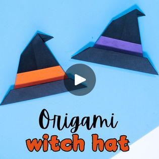 Origami Witch Hat, Witch Hat Craft, Witch Hat Tutorial, Origami Witch, Halloween Origami, Halloween Paper Crafts, Hat Tutorial, Paper Crafts Origami, Paper Crafts For Kids