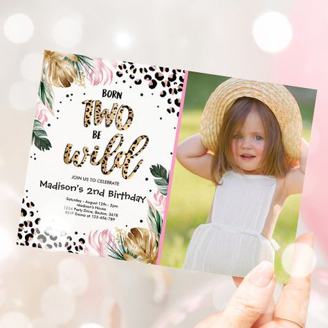 $3.08 | Born Two Be Wild Jungle Leopard Print Birthday #safari, jungle birthday, safari birthday, safari party, party animals, leopard print party, leopard print, born two be wild, two wild birthday, two wild party Two Wild Birthday Invitations, Born Two Be Wild Birthday Girl, Born Two Be Wild, Leopard Print Birthday, Leopard Print Party, 92nd Birthday, Wild Birthday Party, Wild Jungle, 2nd Birthday Party Themes