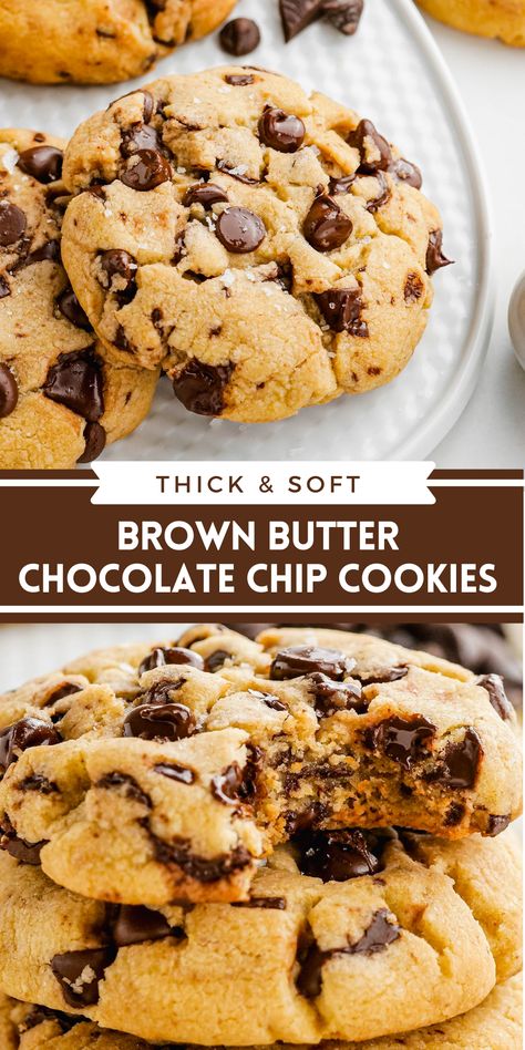 Giant Cookies, Easy Homemade Cookies, Novice Chef, Brown Butter Cookies, Brown Butter Chocolate Chip, Brown Butter Chocolate Chip Cookies, Make Chocolate Chip Cookies, Cookies Brownies, Choc Chip Cookies