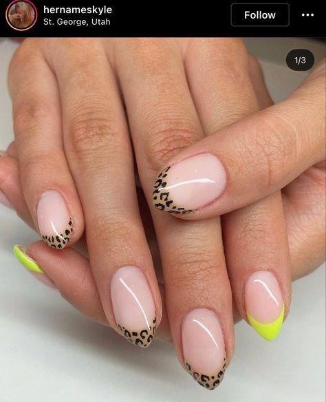 Animal Inspired Nails, Senior Nails, Safari Nails, Yellow Tips, Nail Inspired, Shell Nails, Nail Magic, Cheetah Nails, Nude Nail