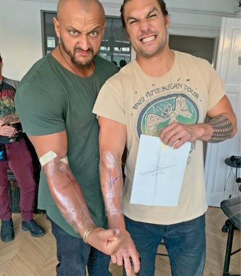 TBT Budapest On The Roam tattoos for the boyz. The #greatful8 (plus 1 😂...me at the end & I swear it's straight...my arm not so f'ing… Viking Aesthetic, Nothing But Trouble, Lisa Bonet, Big Things, Jason Momoa, First Tattoo, Best Tattoo, You Funny, American Actors