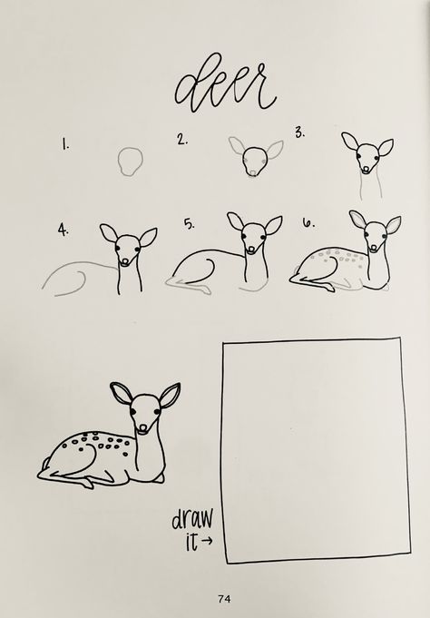 Woodland Animal Drawings Simple, Deer Painting Tutorial, Woodland Creature Drawing, Draw A Deer Step By Step, How To Draw A Forest Step By Step, Forest Animal Drawings Easy, How To Draw A Raccoon Step By Step, Cute Easy Animal Drawings Step By Step, Deer Drawing Tutorial