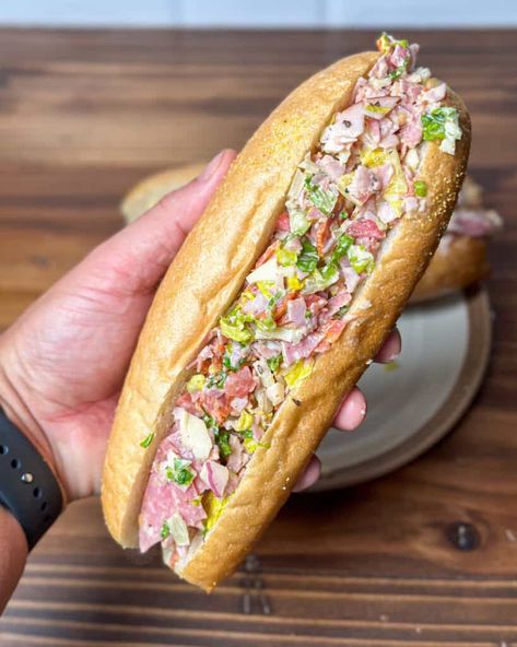 These chopped Italian sandwiches are full loaded and packed with flavor. You get a little bit of everything in each bite. Chopped Salad Sandwich, Italian Sandwich Recipes, Sandwich Buffet, Salad Sandwich Recipe, Sub Sandwich, Best Sandwich Recipes, Italian Chopped Salad, Italian Sandwich, Sub Sandwiches